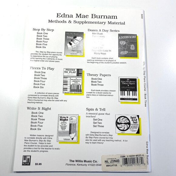 Edna Mae Burnam's Step by Step Piano Course Book Three by Willis Music - Picture 2 of 4